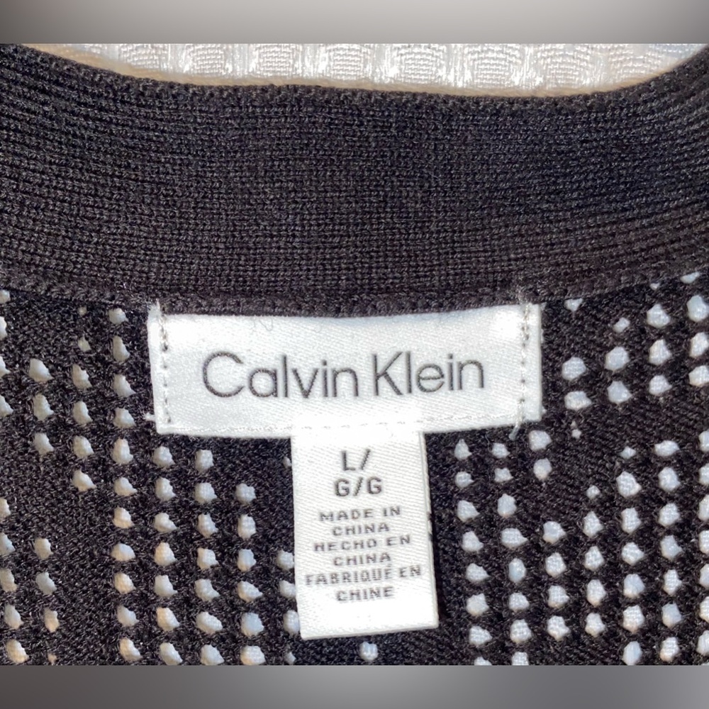 CALVIN KLEIN sheer black buttoned cardigan all over Logo size Large - Picture 4 of 9
